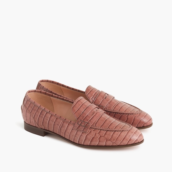 J. Crew Shoes - JCREW Academy Penny Loafers Croc-Embossed Leather